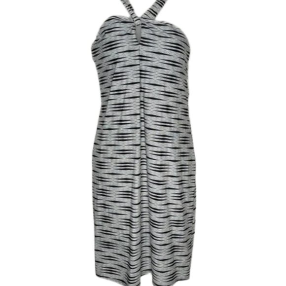 Athleta Kiki B/W Keyhole Halter Bra Swim Dress - MT - Picture 2 of 9